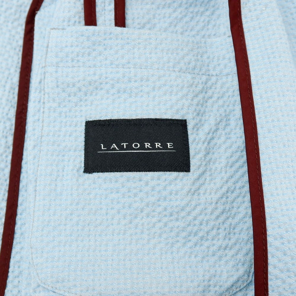 【新品アウトレット】サルトリア ラトーレ SARTORIA LATORRE シアサッカーコットン カジュアルジャケット ライトブルー【 48 】【 状態ランクN- 】【 メンズ 】