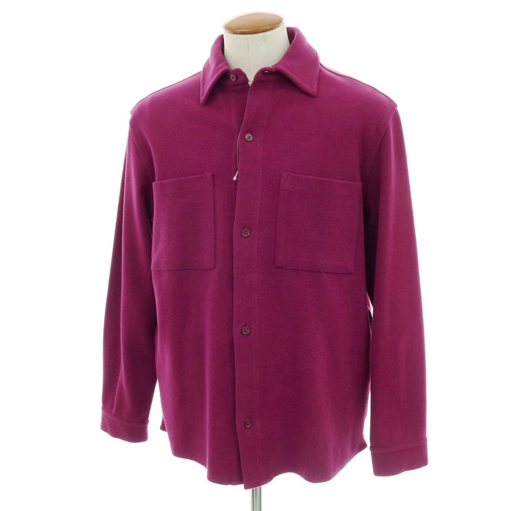 【新品】マジェスティック フィラチュール オム MAJESTIC FILATURES HOMME コットンカシミヤウールナイロン ジャージー カジュアルシャツ ピンクパープル系【サイズM】【 状態ランクN 】【 メンズ 】[BPD]