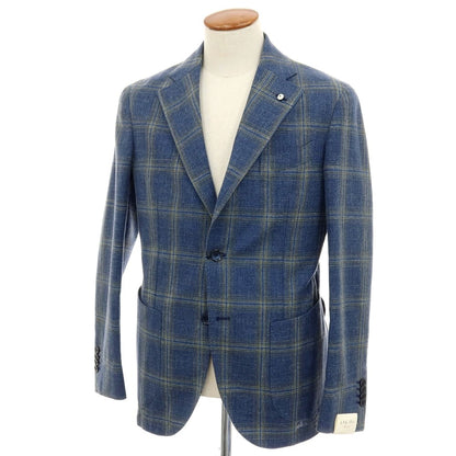 【新品】エルビーエム1911 L.B.M.1911 コットン チェック カジュアルジャケット ライトネイビー系【 48 】【 状態ランクN 】【 メンズ 】