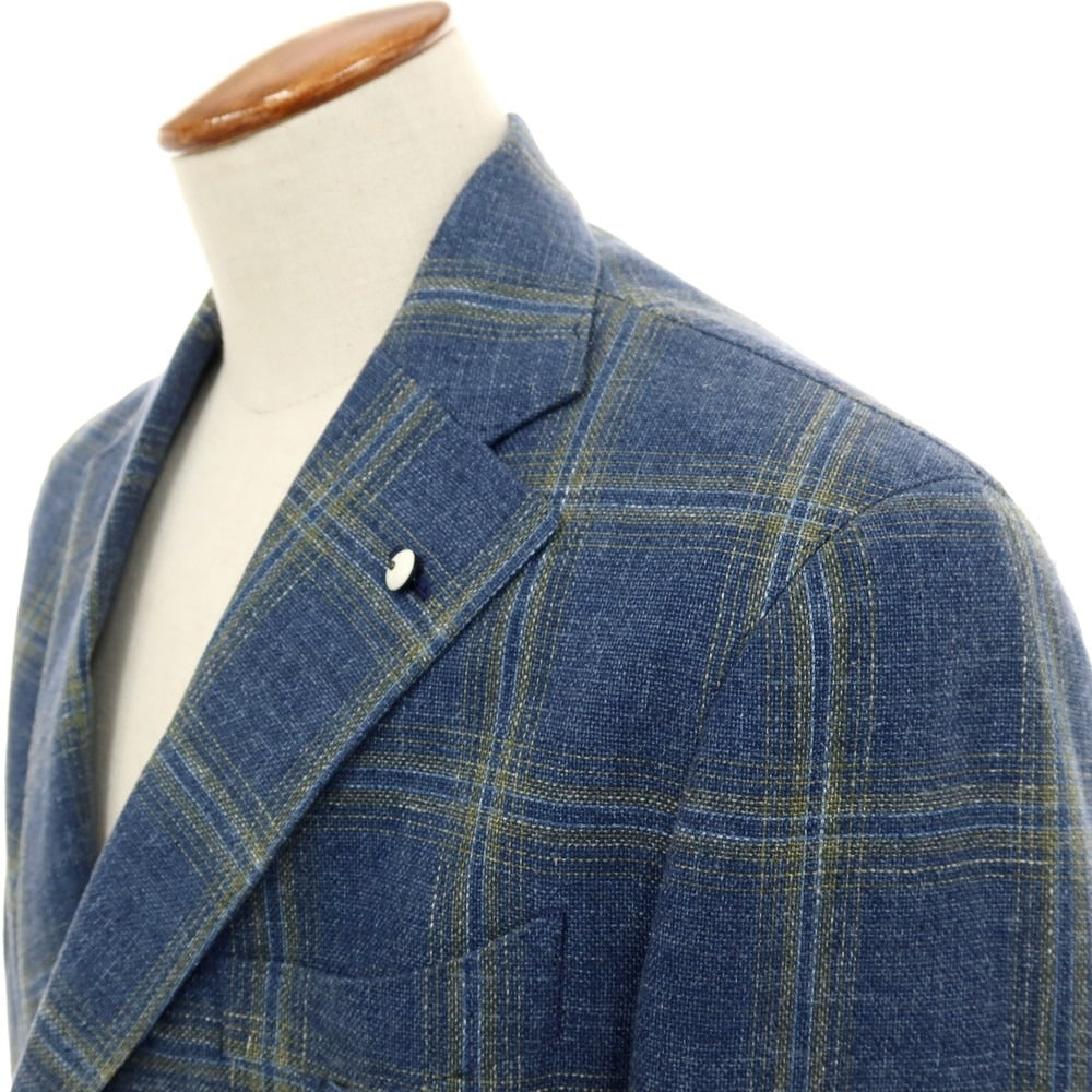 【新品】エルビーエム1911 L.B.M.1911 コットン チェック カジュアルジャケット ライトネイビー系【 48 】【 状態ランクN 】【 メンズ 】
