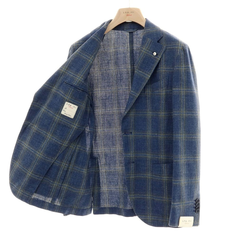 【新品】エルビーエム1911 L.B.M.1911 コットン チェック カジュアルジャケット ライトネイビー系【 48 】【 状態ランクN 】【 メンズ 】