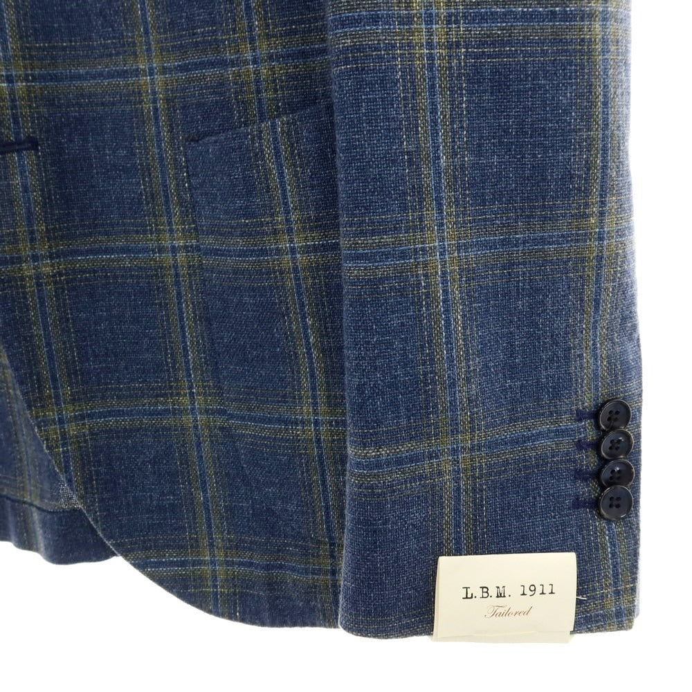 【新品】エルビーエム1911 L.B.M.1911 コットン チェック カジュアルジャケット ライトネイビー系【 48 】【 状態ランクN 】【 メンズ 】