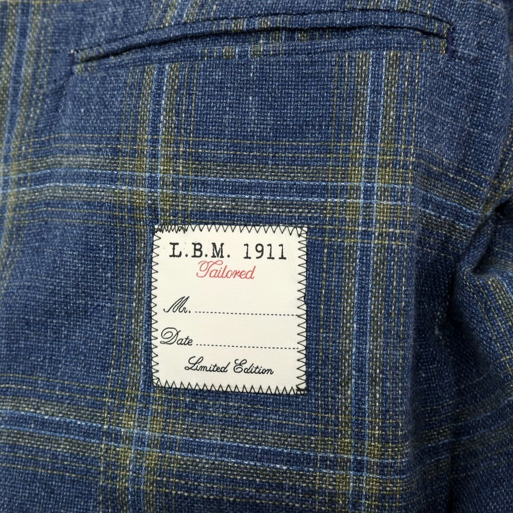 【新品】エルビーエム1911 L.B.M.1911 コットン チェック カジュアルジャケット ライトネイビー系【 48 】【 状態ランクN 】【 メンズ 】