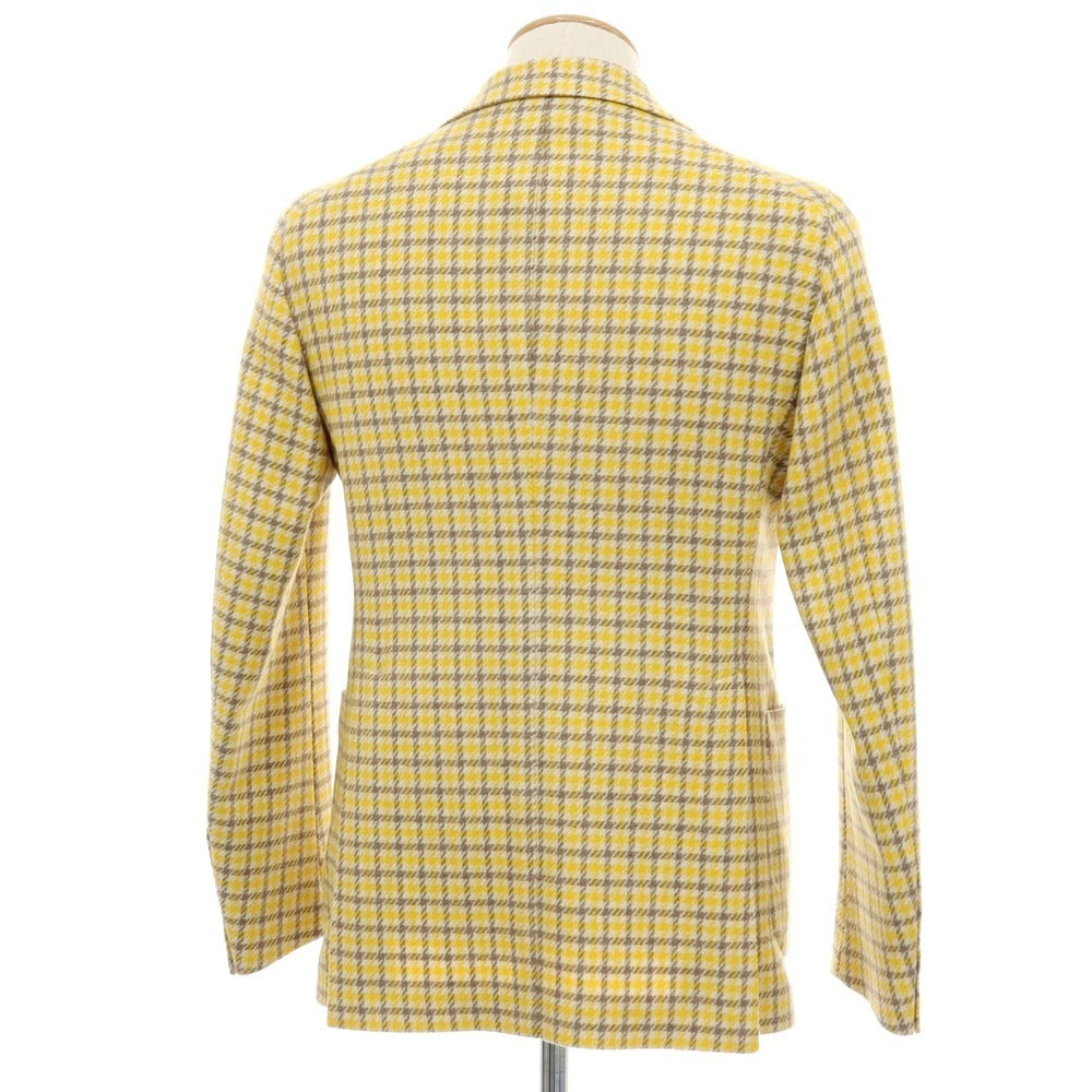 【新品】タリアトーレ TAGLIATORE ウールナイロン チェック テーラードジャケット イエロー×ブラウン系【 44 】【 状態ランクN 】【 メンズ 】