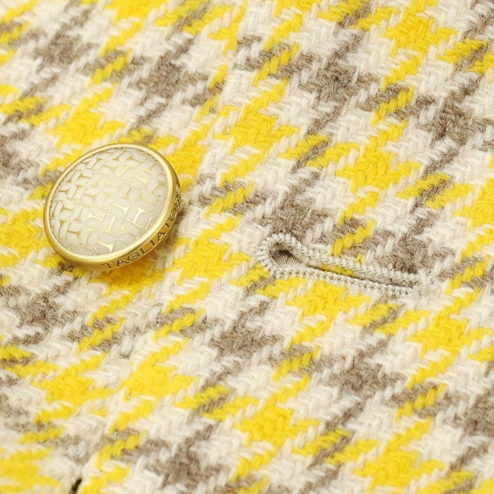 【新品】タリアトーレ TAGLIATORE ウールナイロン チェック テーラードジャケット イエロー×ブラウン系【 44 】【 状態ランクN 】【 メンズ 】