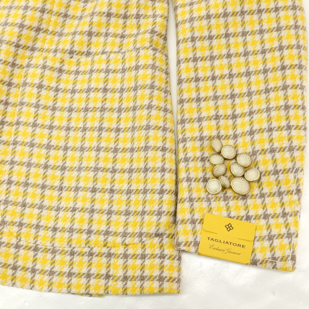 【新品】タリアトーレ TAGLIATORE ウールナイロン チェック テーラードジャケット イエロー×ブラウン系【 44 】【 状態ランクN 】【 メンズ 】