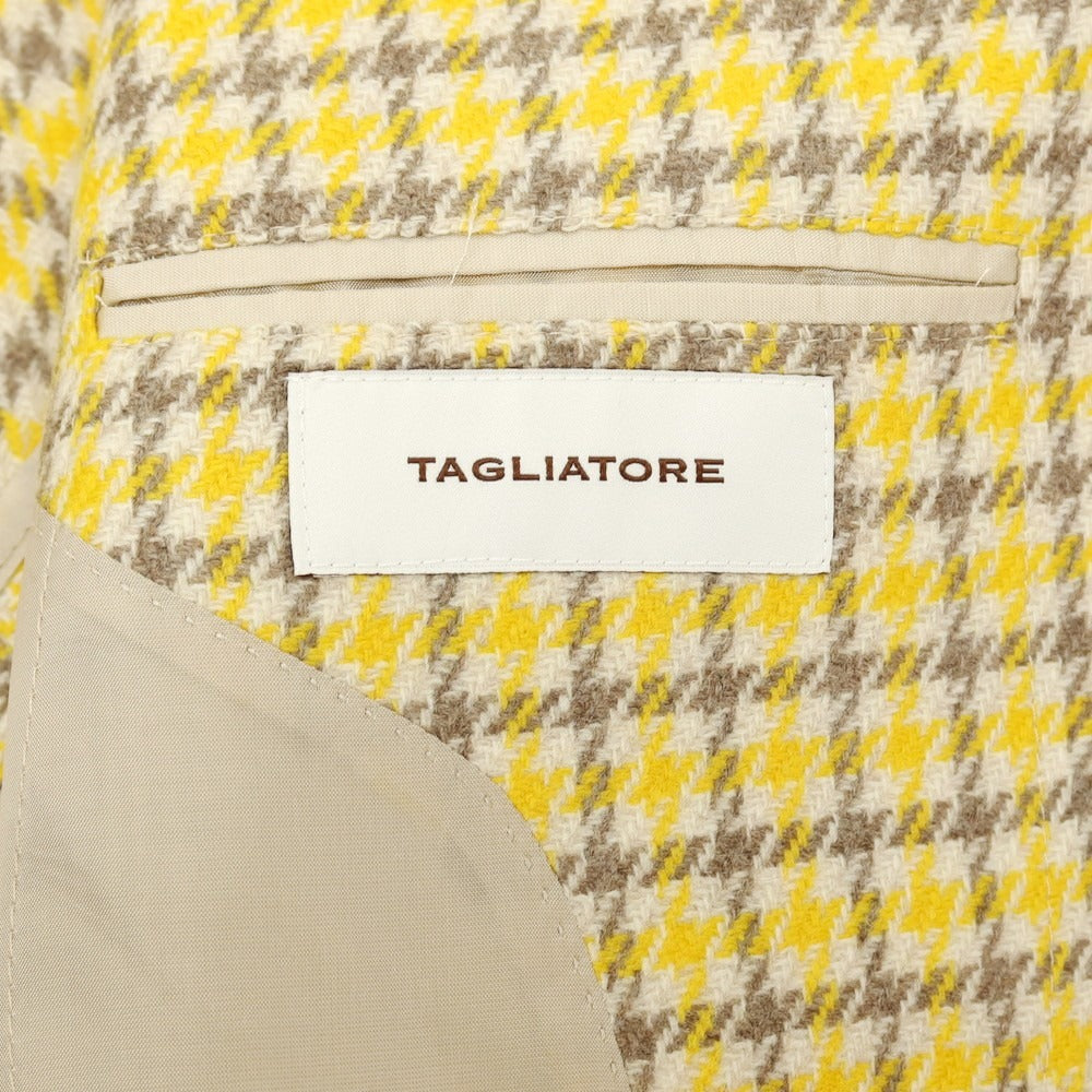 【新品】タリアトーレ TAGLIATORE ウールナイロン チェック テーラードジャケット イエロー×ブラウン系【 サイズ44 】【 状態ランクN 】【 メンズ 】 [APD]