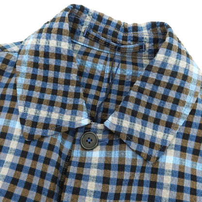 【新品】モンテドーロ Montedoro ストレッチコットンナイロン シアサッカー チェック カバーオール ネイビー系xブラウン【 50 】【 状態ランクN 】【 メンズ 】