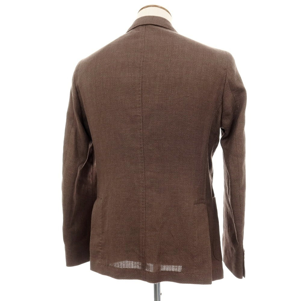 【新品アウトレット】パオローニ PAOLONI リネンコットン カジュアルジャケット ブラウン系【 48 】【 状態ランクN- 】【 メンズ 】