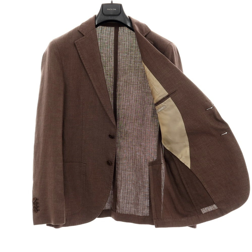 【新品アウトレット】パオローニ PAOLONI リネンコットン カジュアルジャケット ブラウン系【 48 】【 状態ランクN- 】【 メンズ 】