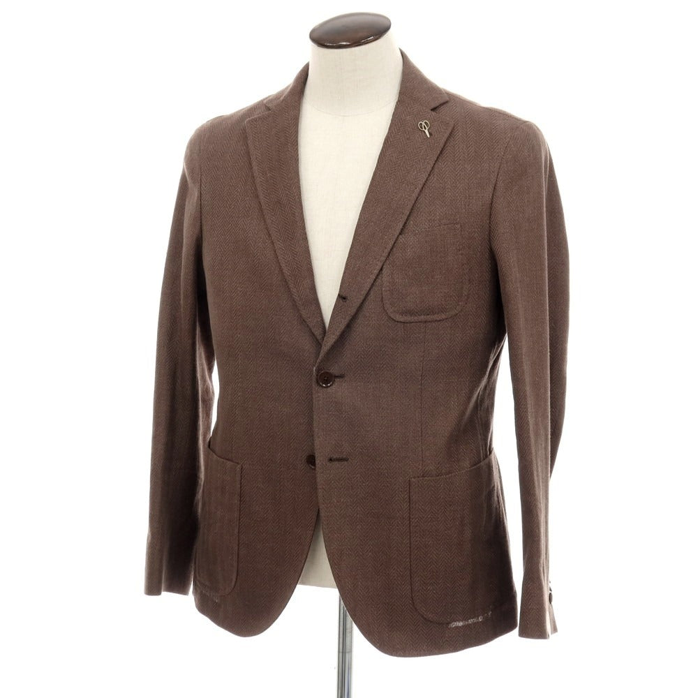 【新品】パオローニ PAOLONI リネンコットン カジュアルジャケット ブラウン系【 50 】【 状態ランクN 】【 メンズ 】