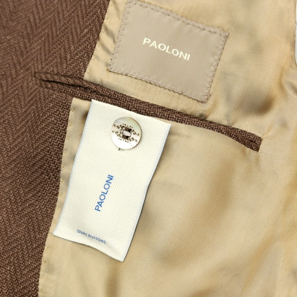 【新品】パオローニ PAOLONI リネンコットン カジュアルジャケット ブラウン系【 50 】【 状態ランクN 】【 メンズ 】