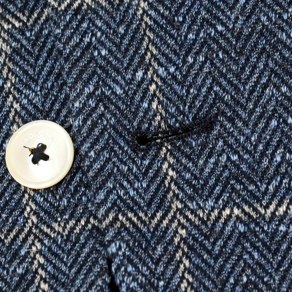 【新品】パオローニ PAOLONI コットンジャージー チェック カジュアルジャケット ネイビー系【 48 】【 状態ランクN 】【 メンズ 】