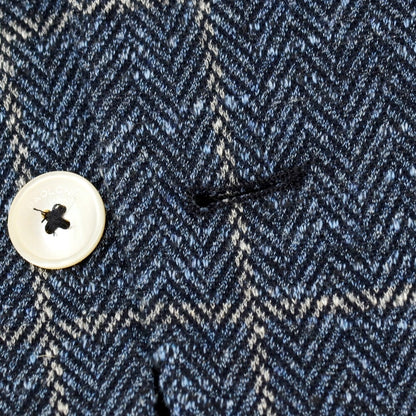 【新品】パオローニ PAOLONI コットンジャージー チェック カジュアルジャケット ネイビー系【 48 】【 状態ランクN 】【 メンズ 】