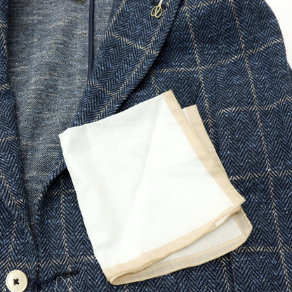 【新品】パオローニ PAOLONI コットンジャージー チェック カジュアルジャケット ネイビー系【 48 】【 状態ランクN 】【 メンズ 】