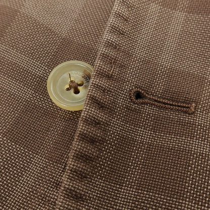 【新品】パオローニ PAOLONI コットンテンセル チェック 3B カジュアルジャケット ブラウン【 50 】【 状態ランクN 】【 メンズ 】