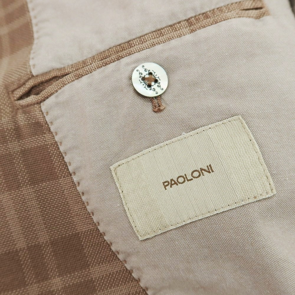 【新品】パオローニ PAOLONI コットンテンセル チェック 3B カジュアルジャケット ブラウン【 50 】【 状態ランクN 】【 メンズ 】