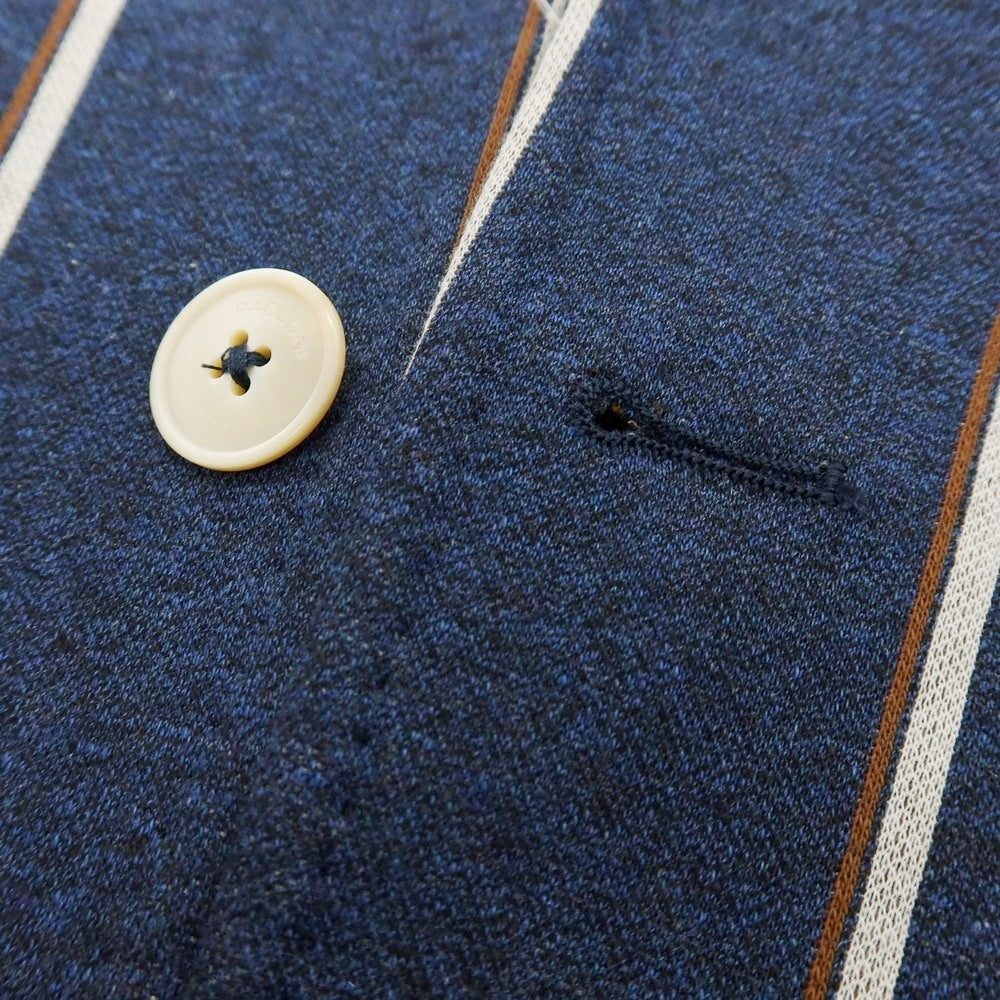 【新品】パオローニ PAOLONI コットン ジャージー ストライプ 3B カジュアルジャケット ネイビー【 50 】【 状態ランクN 】【 メンズ 】