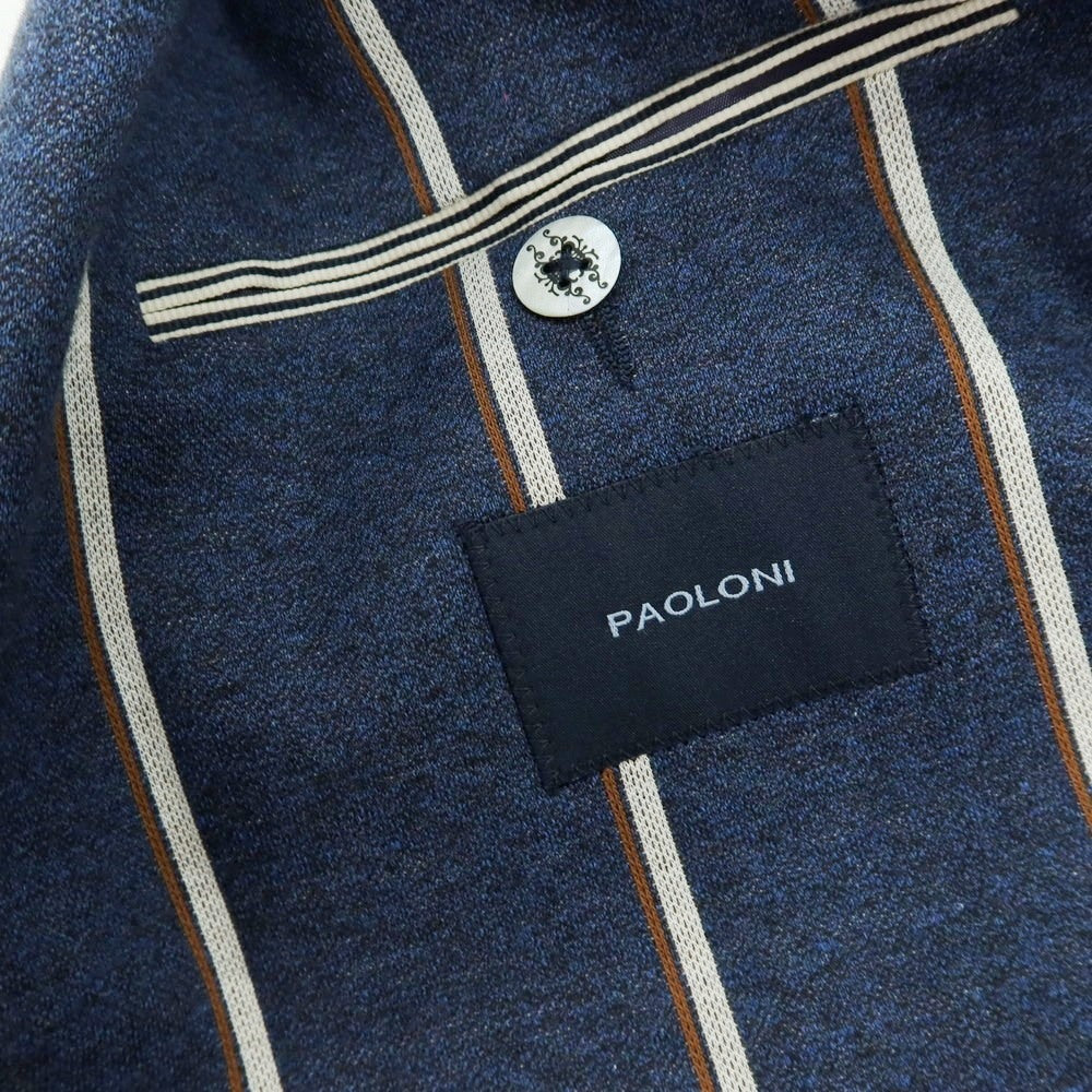 【新品】パオローニ PAOLONI コットン ジャージー ストライプ 3B カジュアルジャケット ネイビー【 50 】【 状態ランクN 】【 メンズ 】