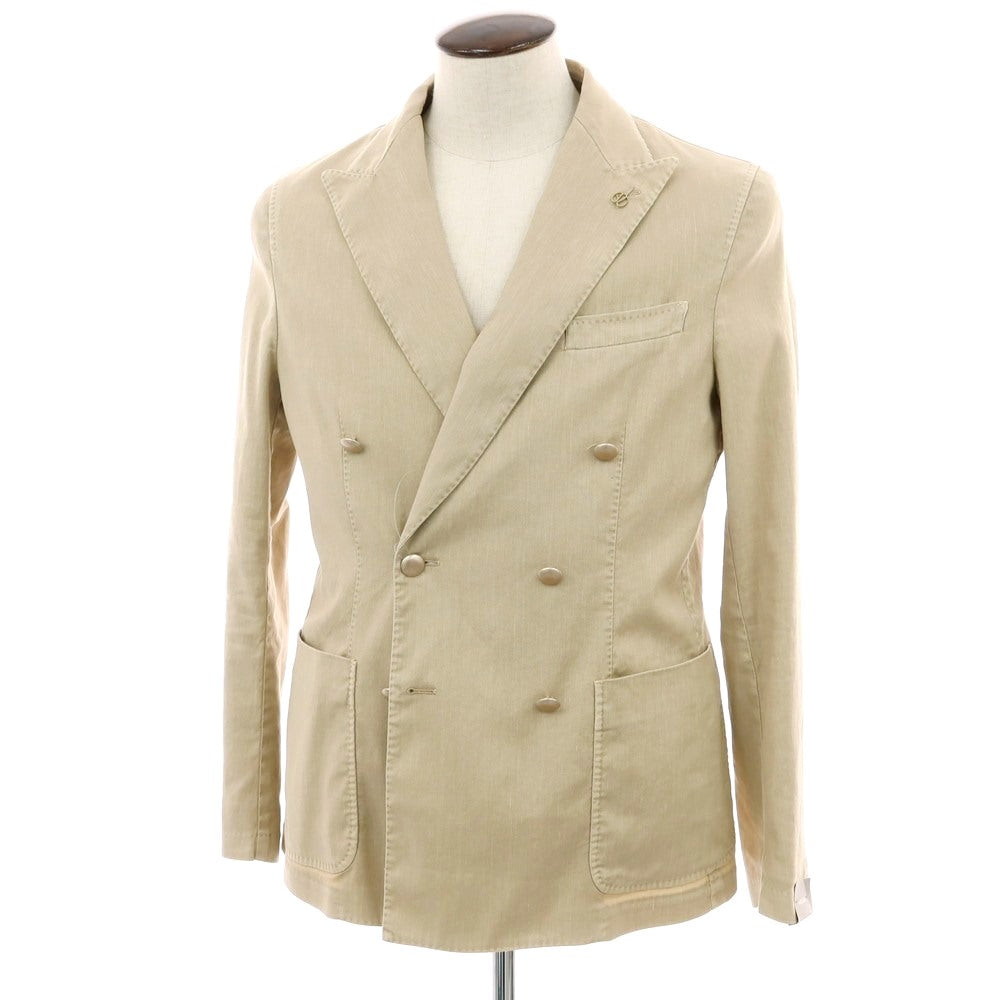 【新品】パオローニ PAOLONI ストレッチ リネンコットン ダブル6B カジュアルジャケット ベージュ【 50 】【 状態ランクN 】【 メンズ 】