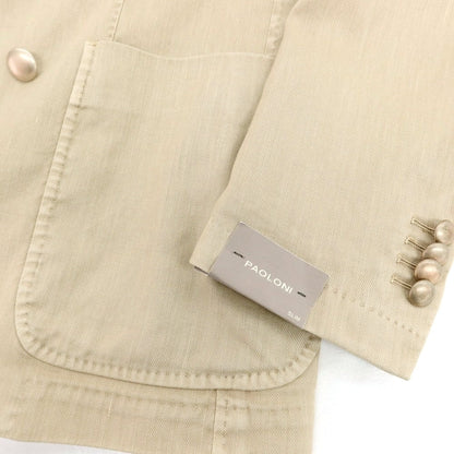 【新品】パオローニ PAOLONI ストレッチ リネンコットン ダブル6B カジュアルジャケット ベージュ【 50 】【 状態ランクN 】【 メンズ 】