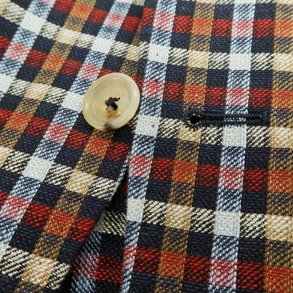 【新品】パオローニ PAOLONI リネンコットン チェック 2B カジュアルジャケット レッドxネイビー系【 50 】【 状態ランクN 】【 メンズ 】