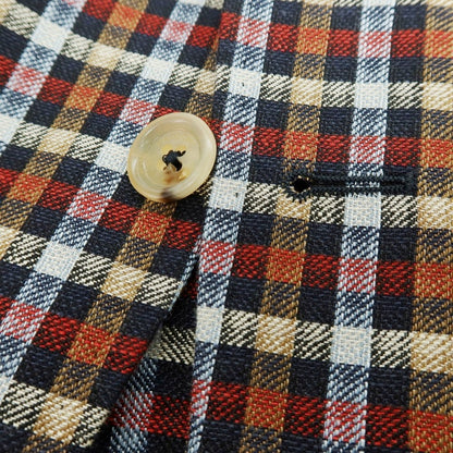 【新品】パオローニ PAOLONI リネンコットン チェック 2B カジュアルジャケット レッドxネイビー系【 50 】【 状態ランクN 】【 メンズ 】