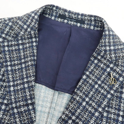【新品】パオローニ PAOLONI コットン ジャージー チェック プリント 2B カジュアルジャケット ネイビー【 50 】【 状態ランクN 】【 メンズ 】