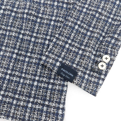 【新品】パオローニ PAOLONI コットン ジャージー チェック プリント 2B カジュアルジャケット ネイビー【 50 】【 状態ランクN 】【 メンズ 】