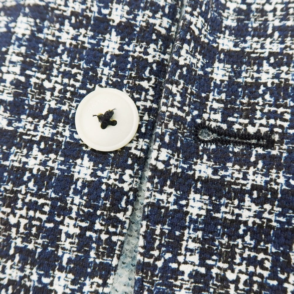 【新品】パオローニ PAOLONI コットン ジャージー チェック プリント 2B カジュアルジャケット ネイビー【 50 】【 状態ランクN 】【 メンズ 】