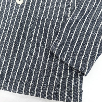 【新品】パオローニ PAOLONI コットンポリエステル ジャージー ストライプ ダブル4B カジュアルジャケット ダークネイビーxホワイト【サイズ50】【 状態ランクN 】【 メンズ 】