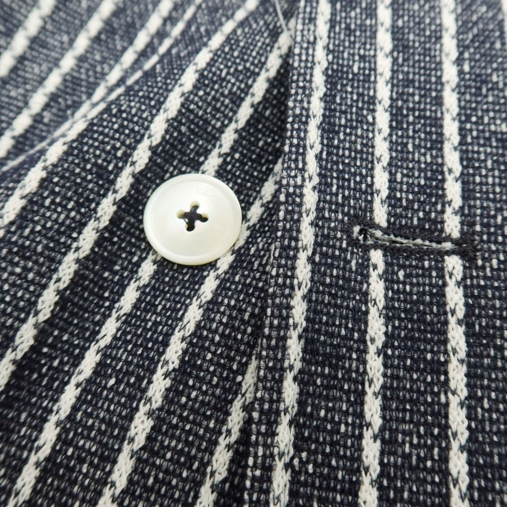 【新品】パオローニ PAOLONI コットンポリエステル ジャージー ストライプ ダブル4B カジュアルジャケット ダークネイビーxホワイト【サイズ50】【 状態ランクN 】【 メンズ 】