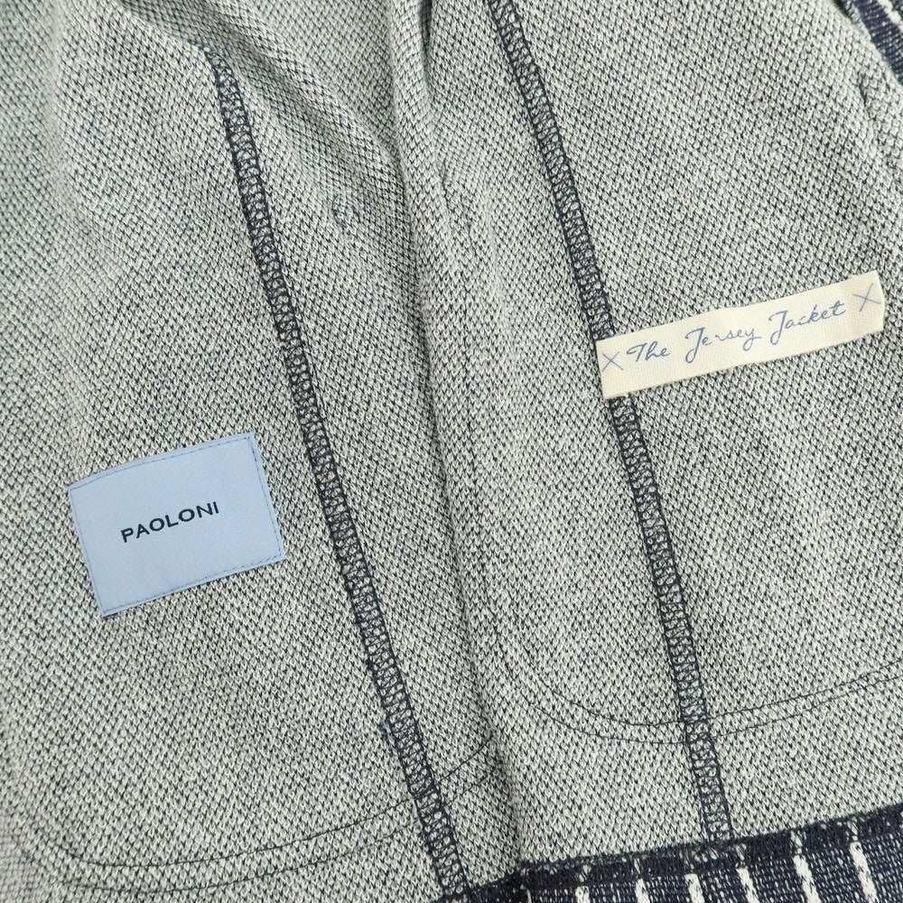 【新品】パオローニ PAOLONI コットンポリエステル ジャージー ストライプ ダブル4B カジュアルジャケット ダークネイビーxホワイト【サイズ50】【 状態ランクN 】【 メンズ 】