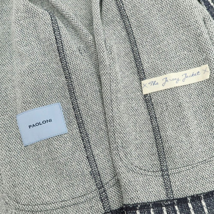 【新品】パオローニ PAOLONI コットンポリエステル ジャージー ストライプ ダブル4B カジュアルジャケット ダークネイビーxホワイト【サイズ50】【 状態ランクN 】【 メンズ 】