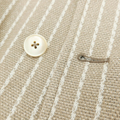 【新品】パオローニ PAOLONI コットンナイロン ジャージー ストライプ ダブル4B カジュアルジャケット ベージュxホワイト【サイズ50】【 状態ランクN 】【 メンズ 】