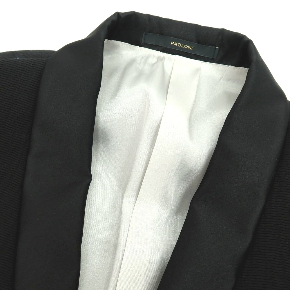 【新品】パオローニ PAOLONI Black Label コットンナイロン ショールカラー 2B タキシードジャケット ブラック【サイズ50】【 状態ランクN 】【 メンズ 】[EPD]