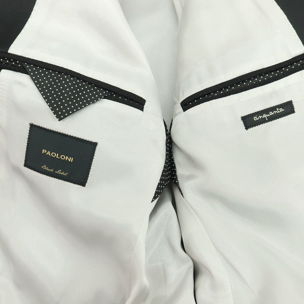 【新品】パオローニ PAOLONI Black Label コットンナイロン ショールカラー 2B タキシードジャケット ブラック【サイズ50】【 状態ランクN 】【 メンズ 】[EPD]