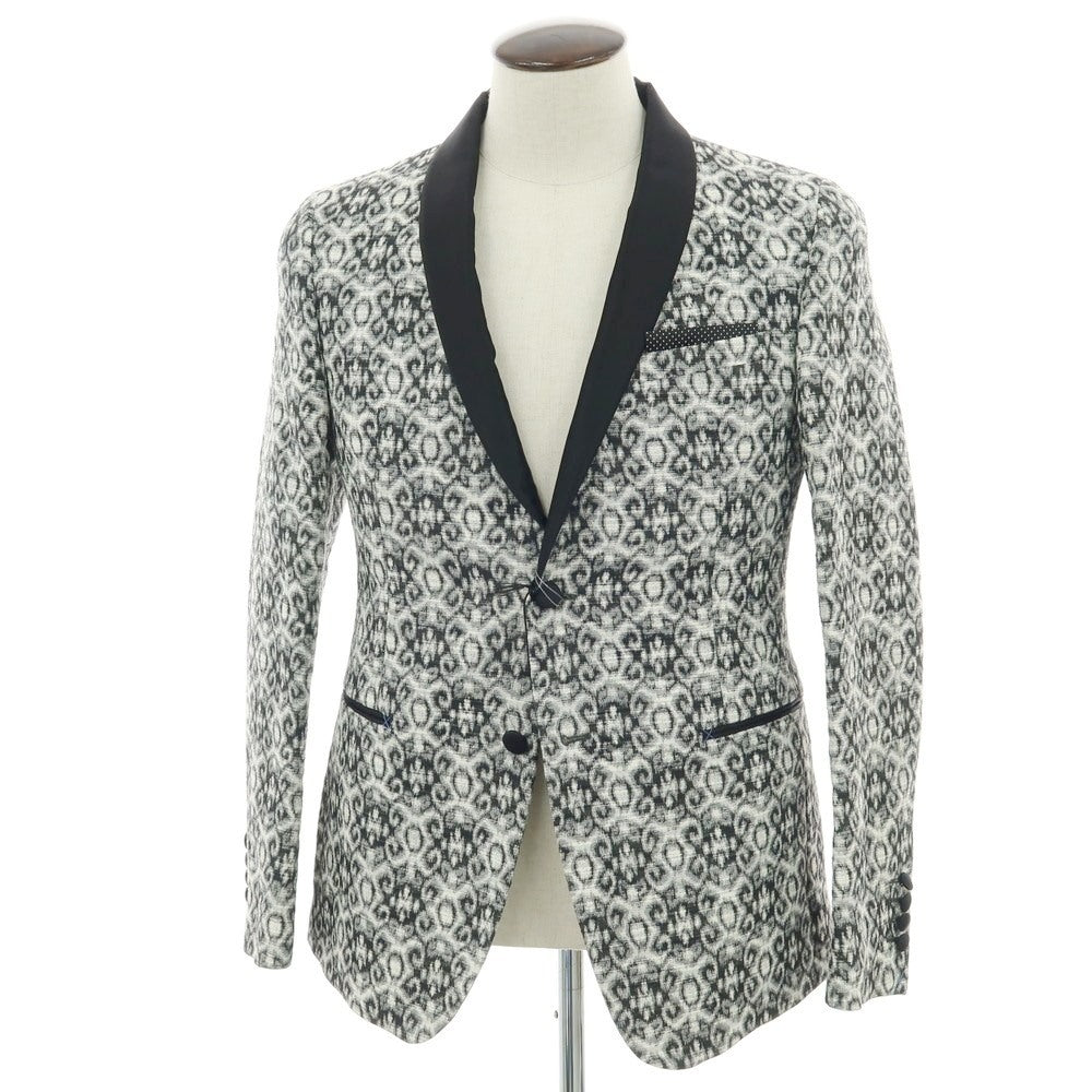 【新品】パオローニ PAOLONI Black Label コットンポリエステル ショールカラー 2B タキシードジャケット ブラックxホワイト【サイズ50】【 状態ランクN 】【 メンズ 】