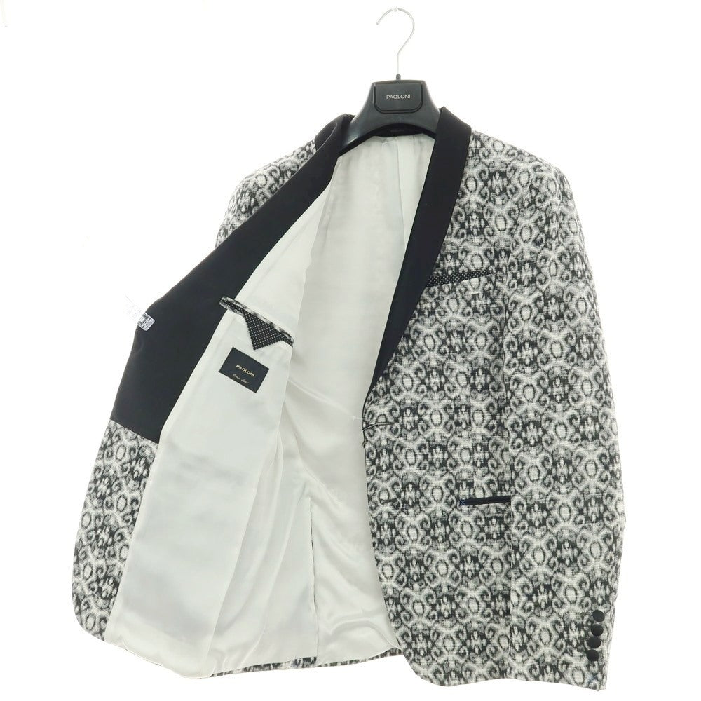 【新品】パオローニ PAOLONI Black Label コットンポリエステル ショールカラー 2B タキシードジャケット ブラックxホワイト【サイズ50】【 状態ランクN 】【 メンズ 】