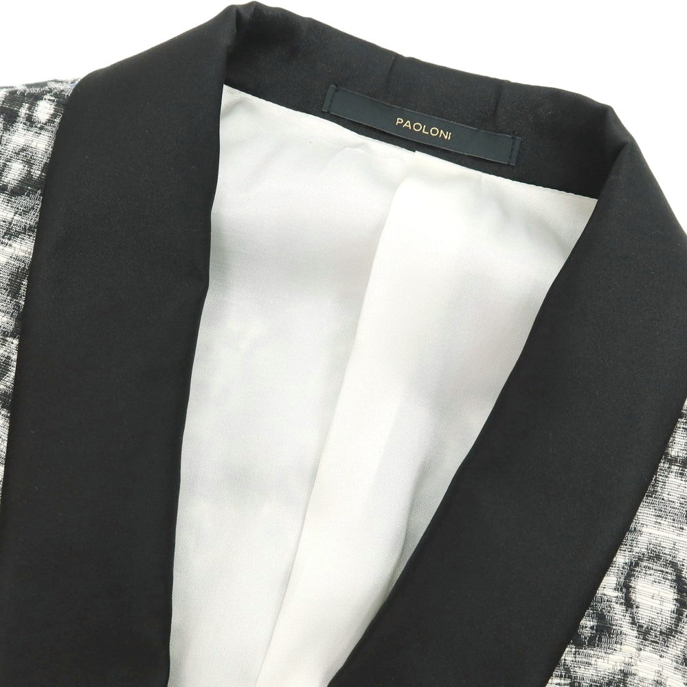 【新品】パオローニ PAOLONI Black Label コットンポリエステル ショールカラー 2B タキシードジャケット ブラックxホワイト【サイズ50】【 状態ランクN 】【 メンズ 】