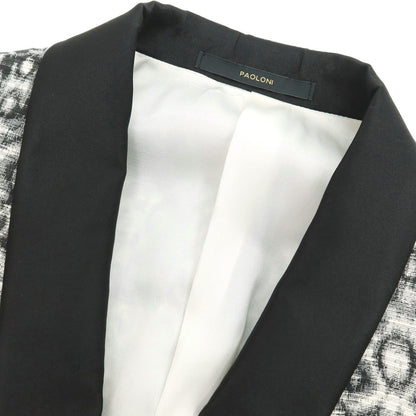 【新品】パオローニ PAOLONI Black Label コットンポリエステル ショールカラー 2B タキシードジャケット ブラックxホワイト【サイズ50】【 状態ランクN 】【 メンズ 】