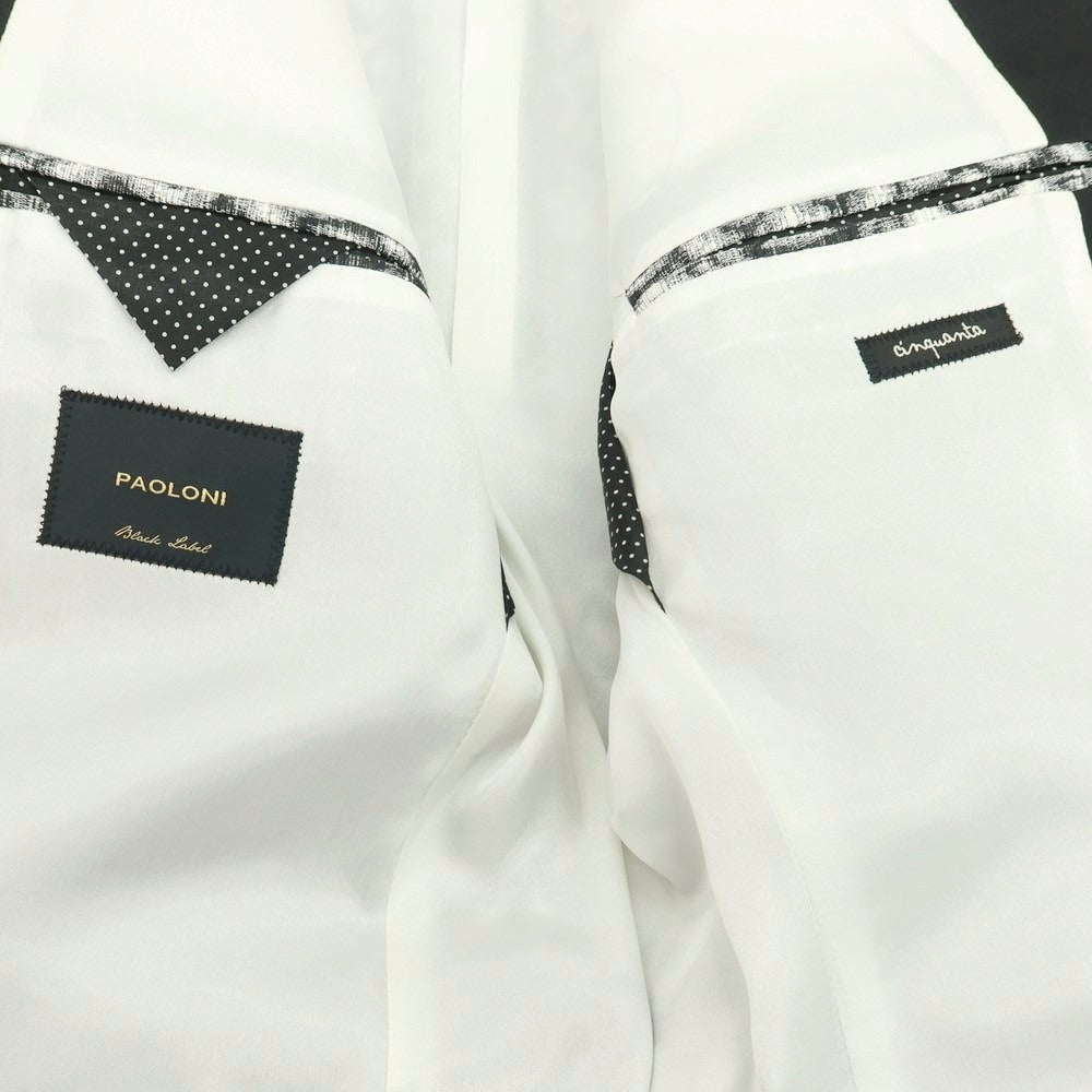 【新品】パオローニ PAOLONI Black Label コットンポリエステル ショールカラー 2B タキシードジャケット ブラックxホワイト【サイズ50】【 状態ランクN 】【 メンズ 】