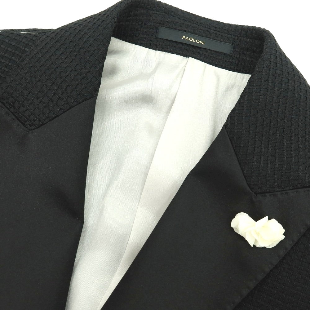 【新品】パオローニ PAOLONI Black Label ポリエステル 1B タキシードジャケット ブラック【サイズ48】【 状態ランクN 】【 メンズ 】