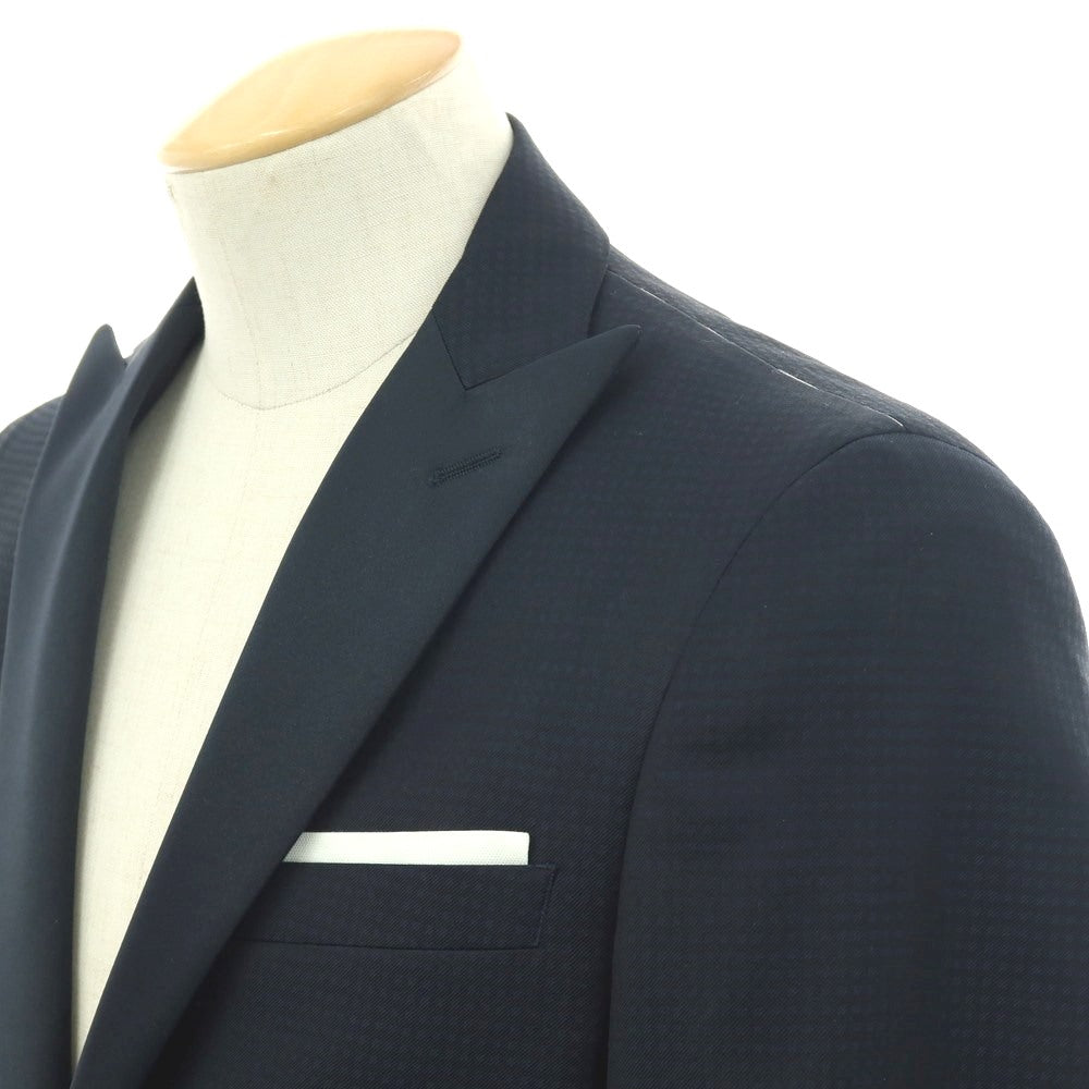 【新品】パオローニ PAOLONI Black Label ウールポリエステル チェック 2B フォーマルスーツ ネイビー【サイズ44】【 状態ランクN 】【 メンズ 】