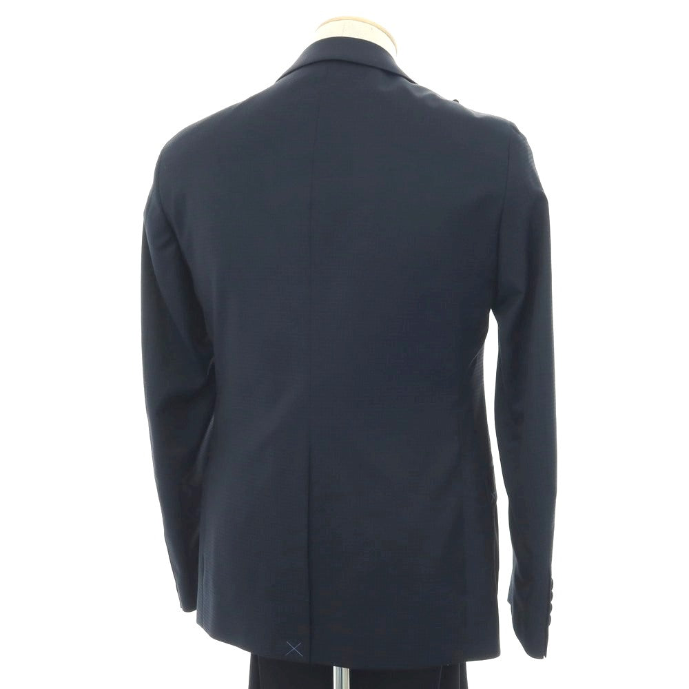 【新品】パオローニ PAOLONI Black Label ウールポリエステル チェック 2B フォーマルスーツ ネイビー【サイズ44】【 状態ランクN 】【 メンズ 】