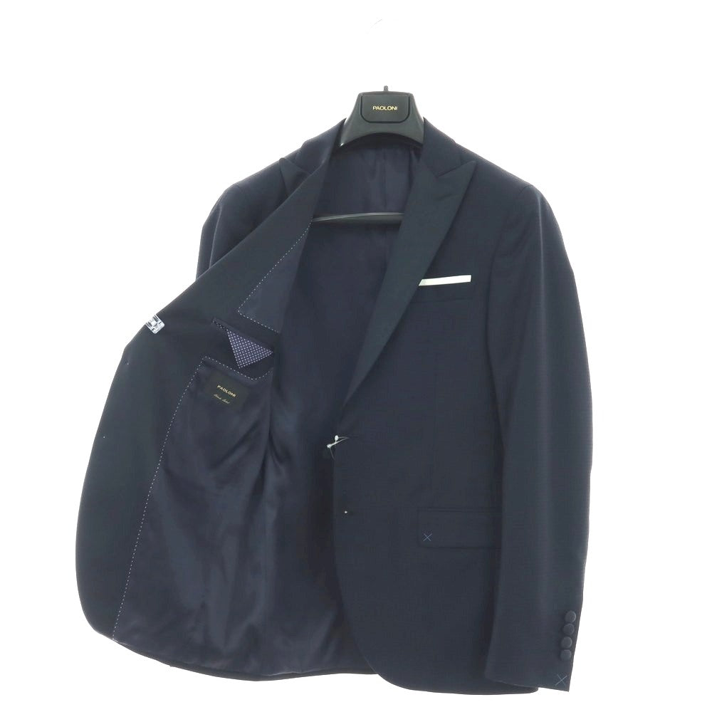 【新品】パオローニ PAOLONI Black Label ウールポリエステル チェック 2B フォーマルスーツ ネイビー【サイズ44】【 状態ランクN 】【 メンズ 】