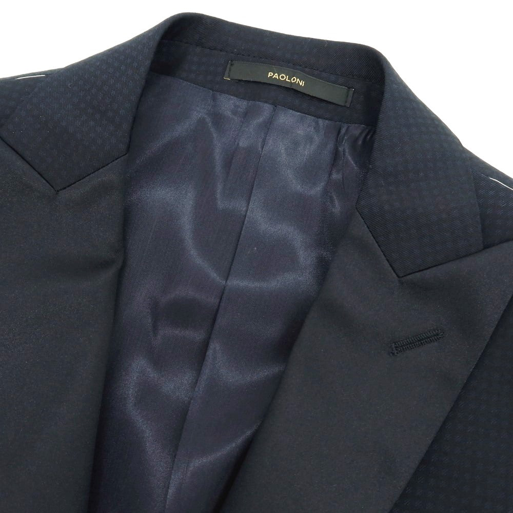 【新品】パオローニ PAOLONI Black Label ウールポリエステル チェック 2B フォーマルスーツ ネイビー【サイズ44】【 状態ランクN 】【 メンズ 】