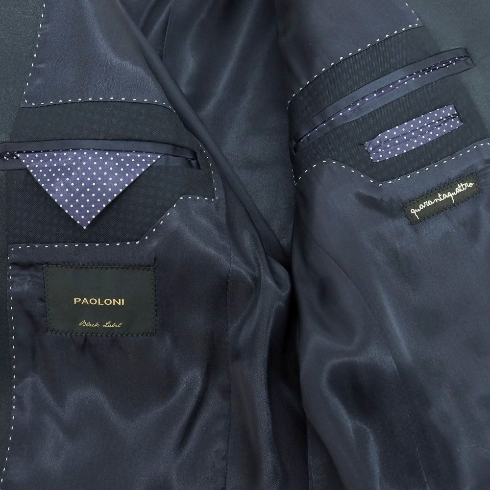 【新品】パオローニ PAOLONI Black Label ウールポリエステル チェック 2B フォーマルスーツ ネイビー【サイズ44】【 状態ランクN 】【 メンズ 】