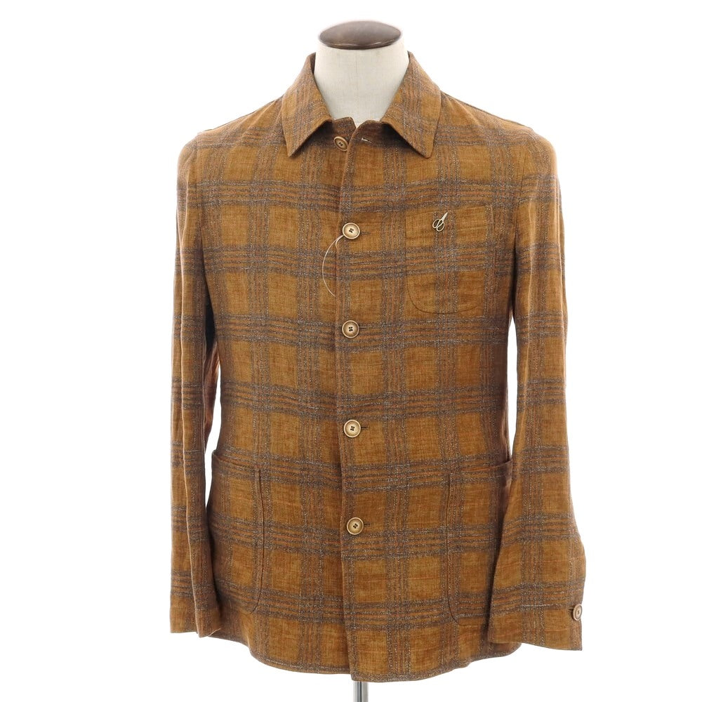 【新品】パオローニ PAOLONI リネンコットン チェック カバーオール ブラウン【 50 】【 状態ランクN 】【 メンズ 】