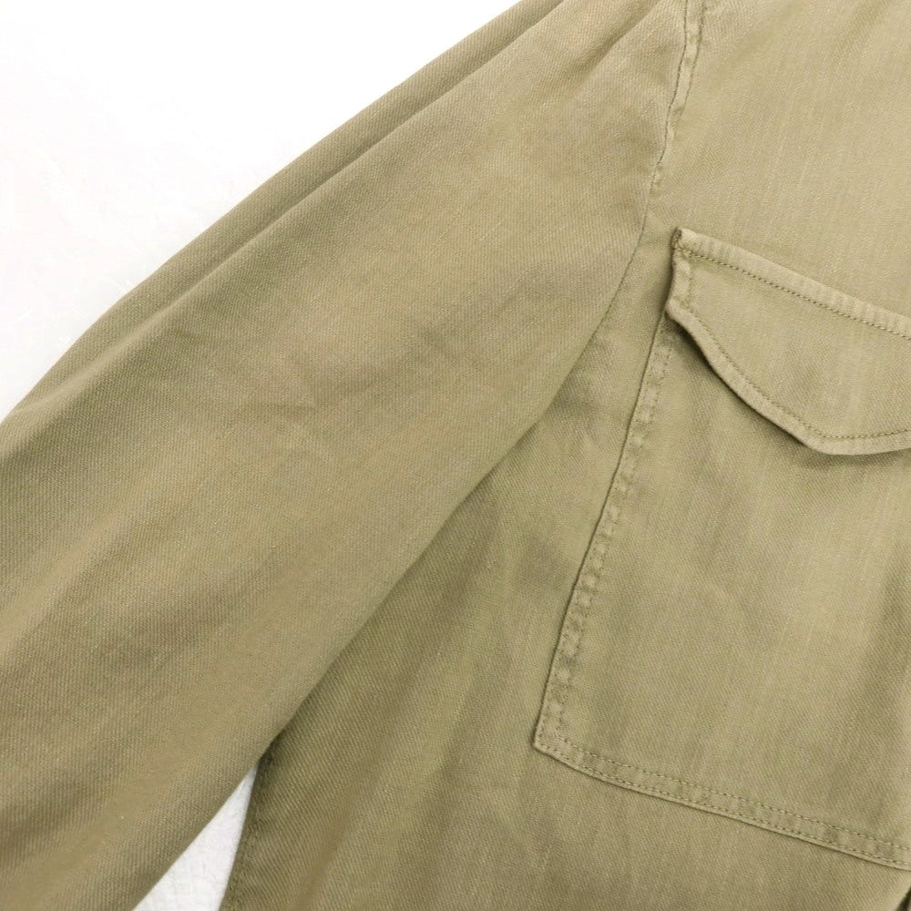 【新品アウトレット】パオローニ PAOLONI ストレッチ リネンコットン カジュアルシャツ カーキ【サイズ48】【 状態ランクN- 】【 メンズ 】